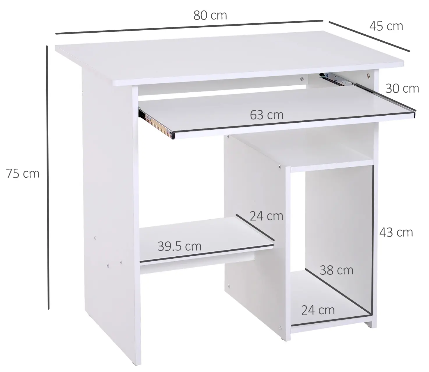 Стол компьютерный Homcom 836-092WT (White) - 3