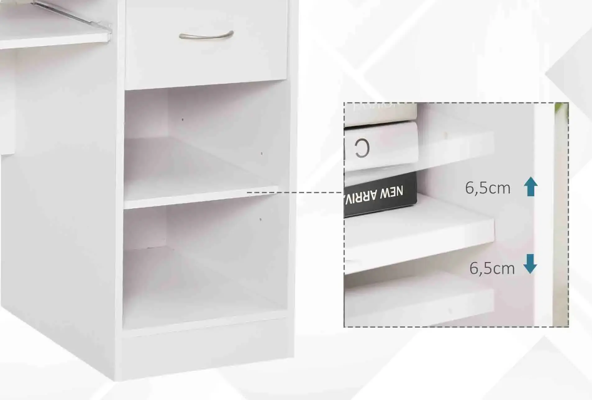 Masa de calculator Homcom 836-262WT (White) - 4
