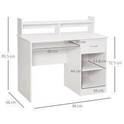 Masa de calculator Homcom 836-262WT (White) Thumb