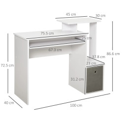 Masa de calculator Homcom 836-263 (White) Thumb