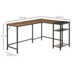 Стол компьютерный Homcom 836-287 (Vintage Brown/Black) Thumb