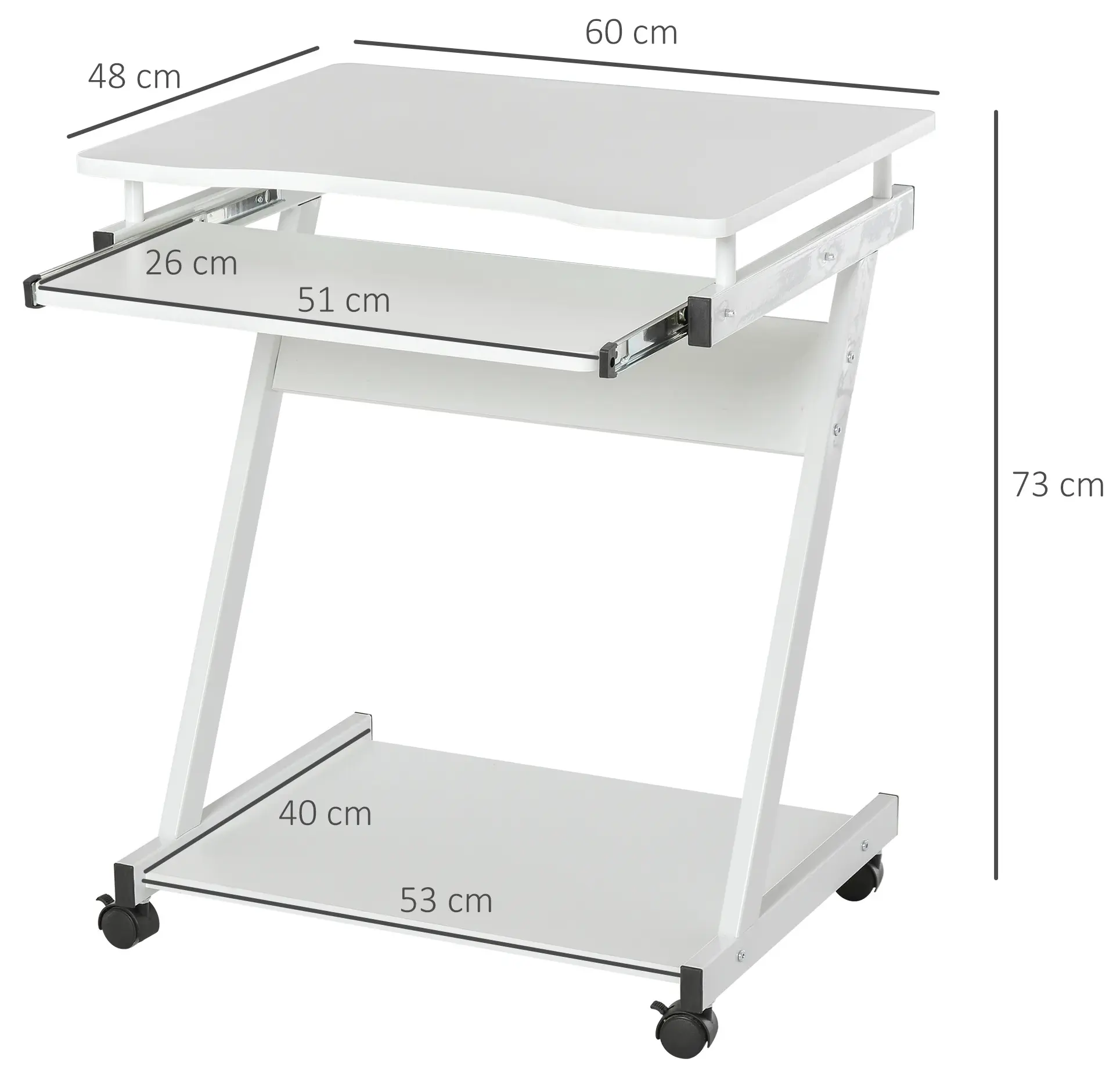 Masa de calculator Homcom 836-293WT (White) - 4