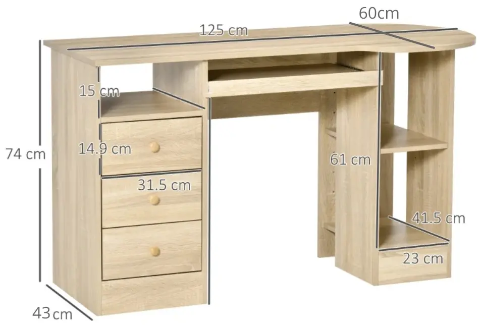 Стол компьютерный Homcom 836-471ND (Natural) - 6