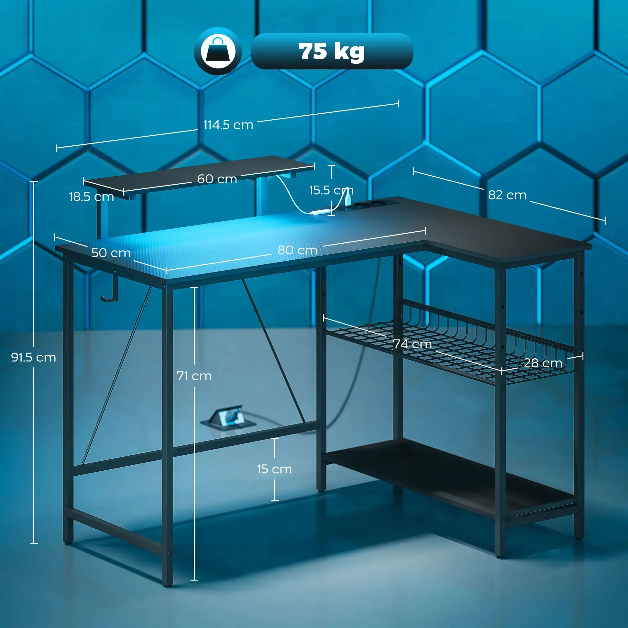 Стол компьютерный Homcom 836-676V90BK (Black) - 4