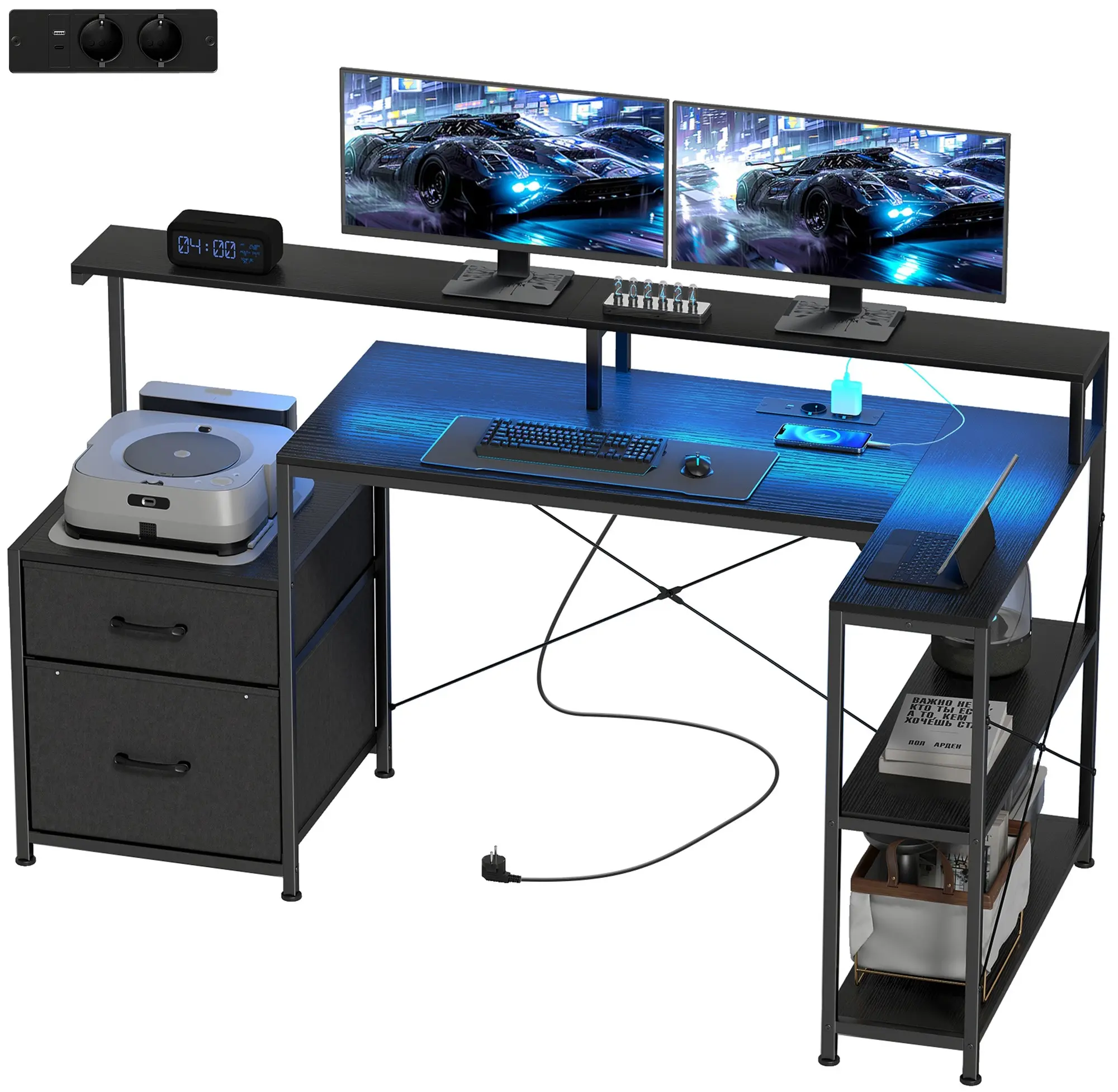 Стол компьютерный Homcom 836-677V90BK (Black) - 3