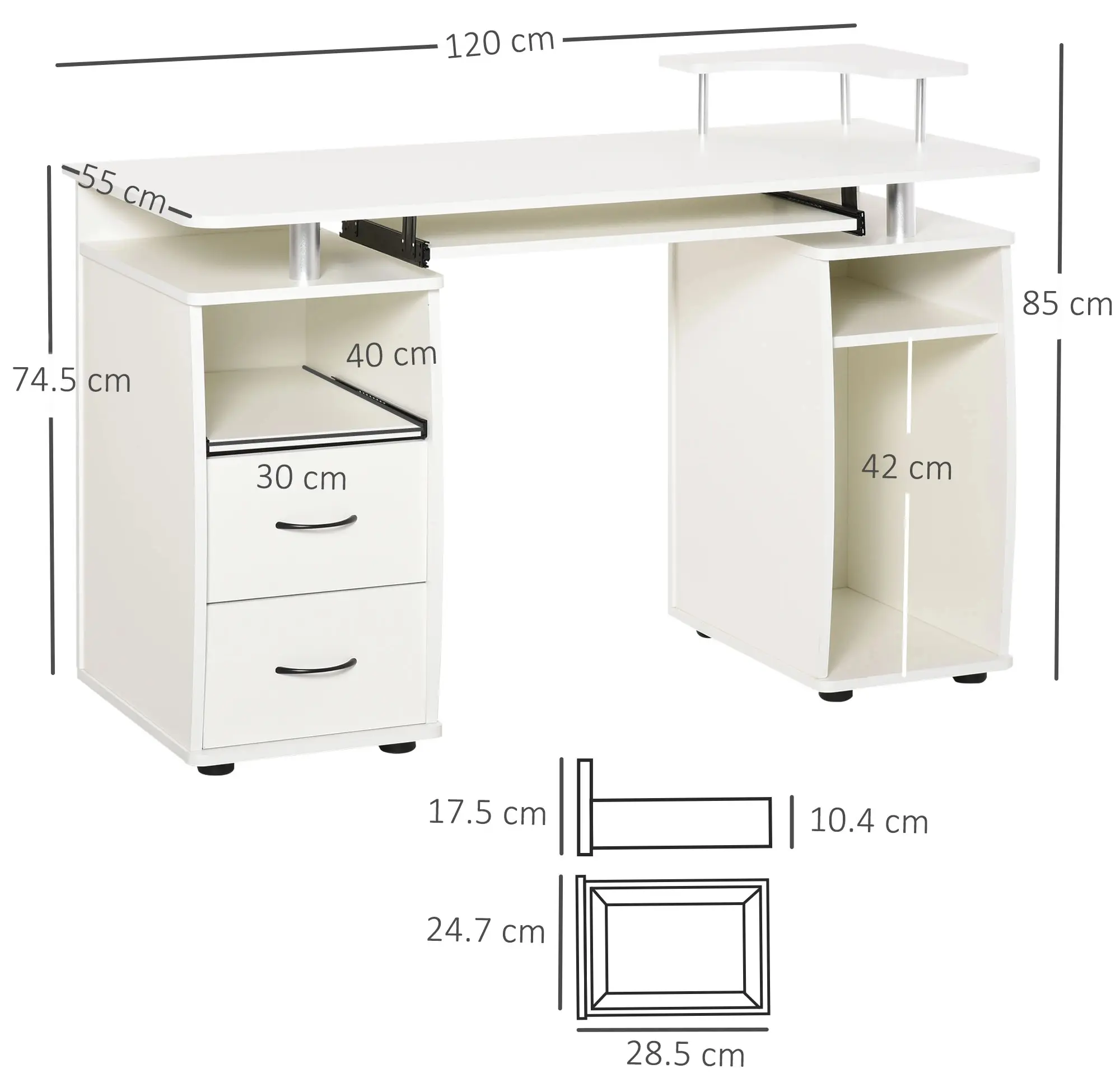 Стол компьютерный Homcom 920-011V82WT (White) - 5