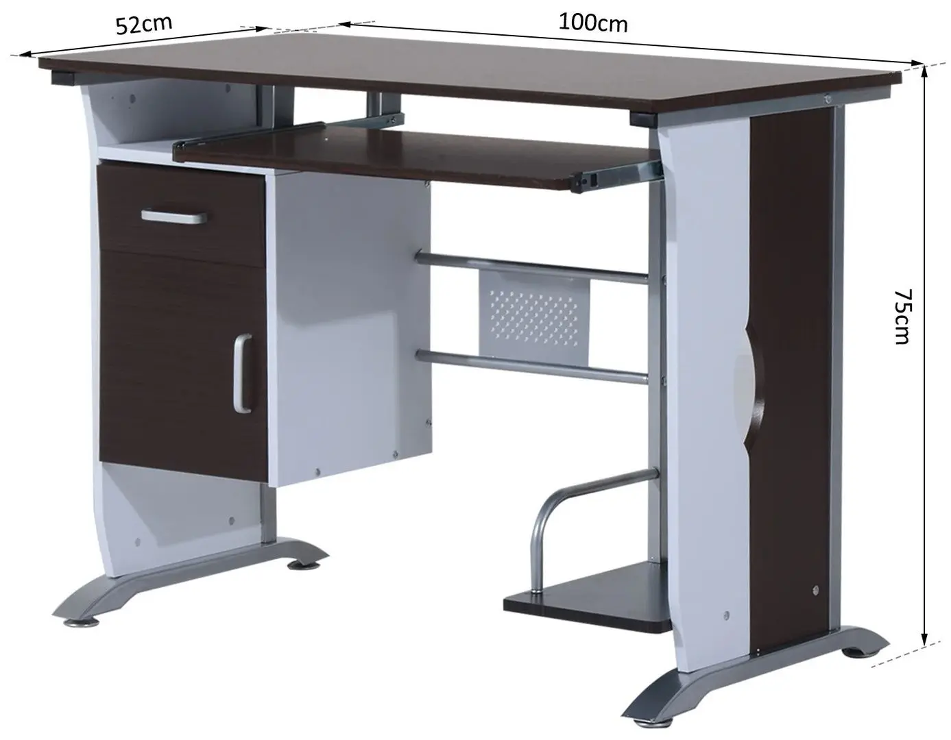 Masa pentru calculator Homcom 920-019 100x52x75 cm (Brown/White)