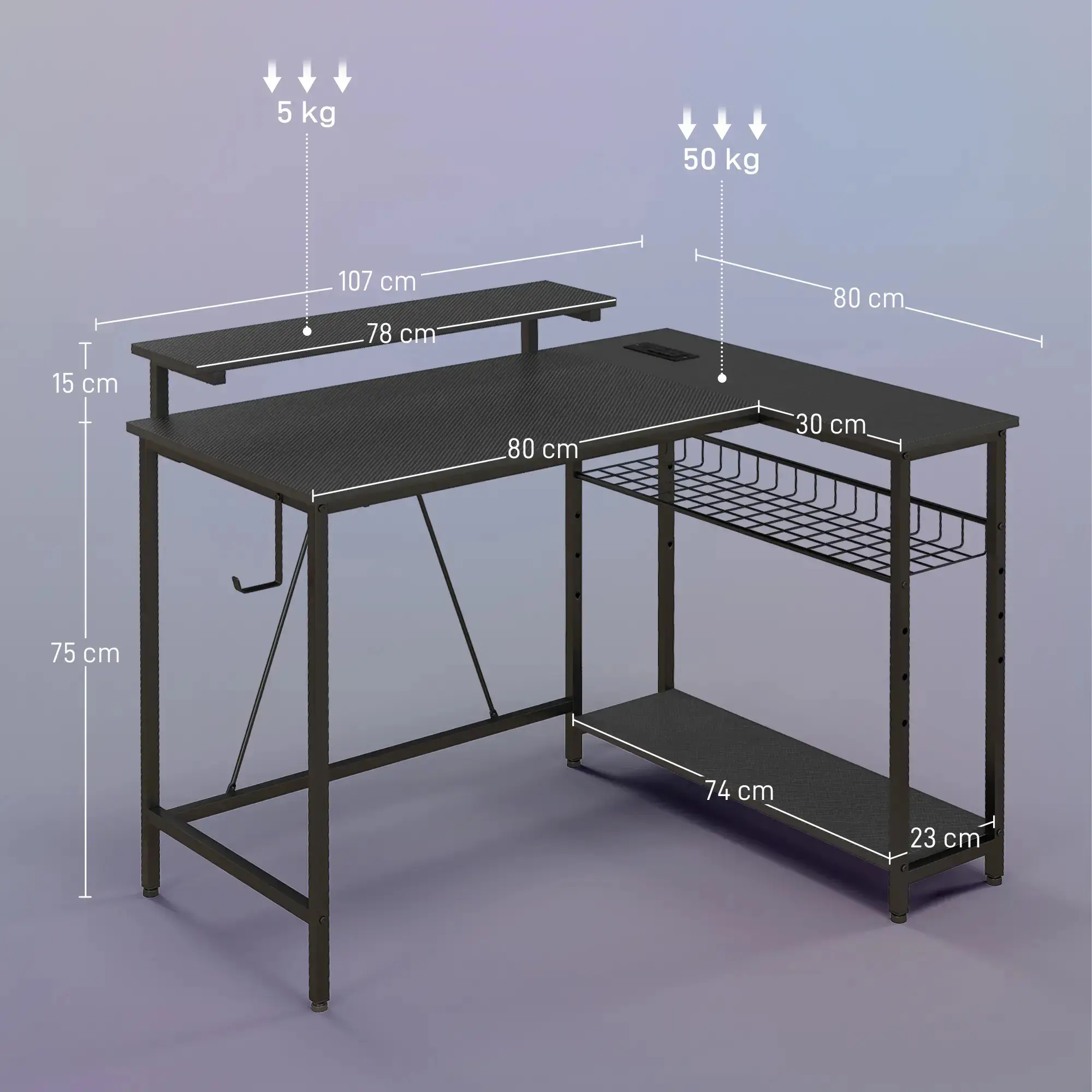 Стол компьютерный Homcom 920-083V90BK (Black) - 8
