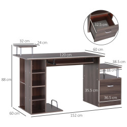 Masa de calculator Homcom A2-0082 (Brown) Thumb
