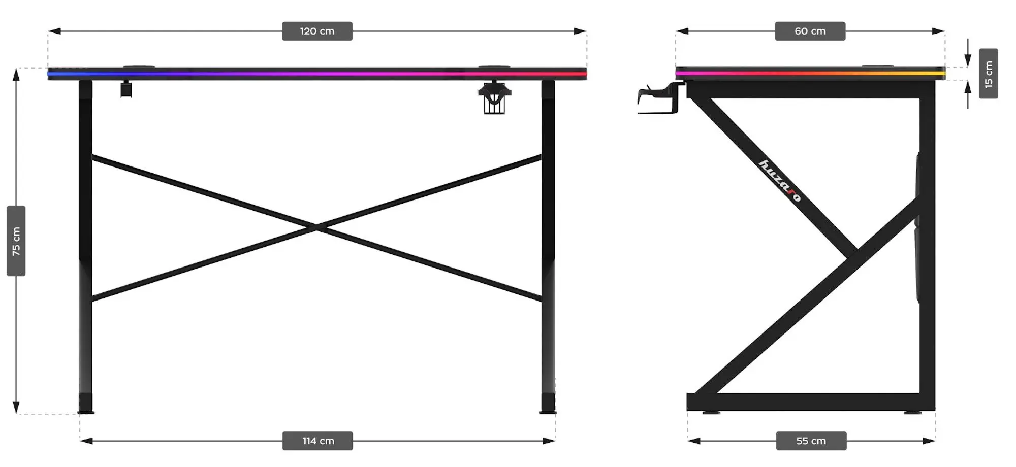Игровой компьютерный стол Huzaro Hero 1.7 RGB (Black) - 11