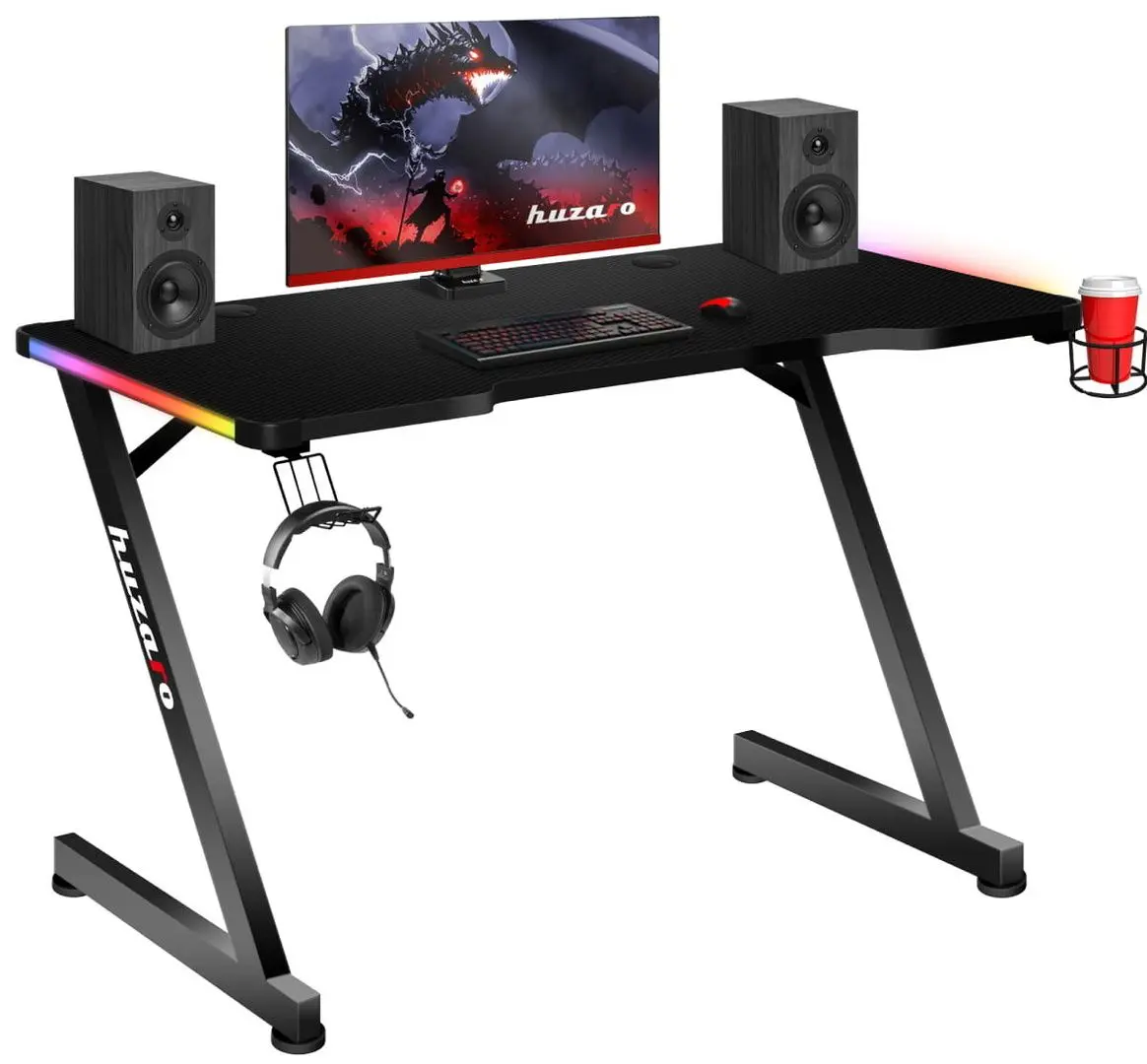 Игровой компьютерный стол Huzaro Hero 2.5 RGB LED (Black)