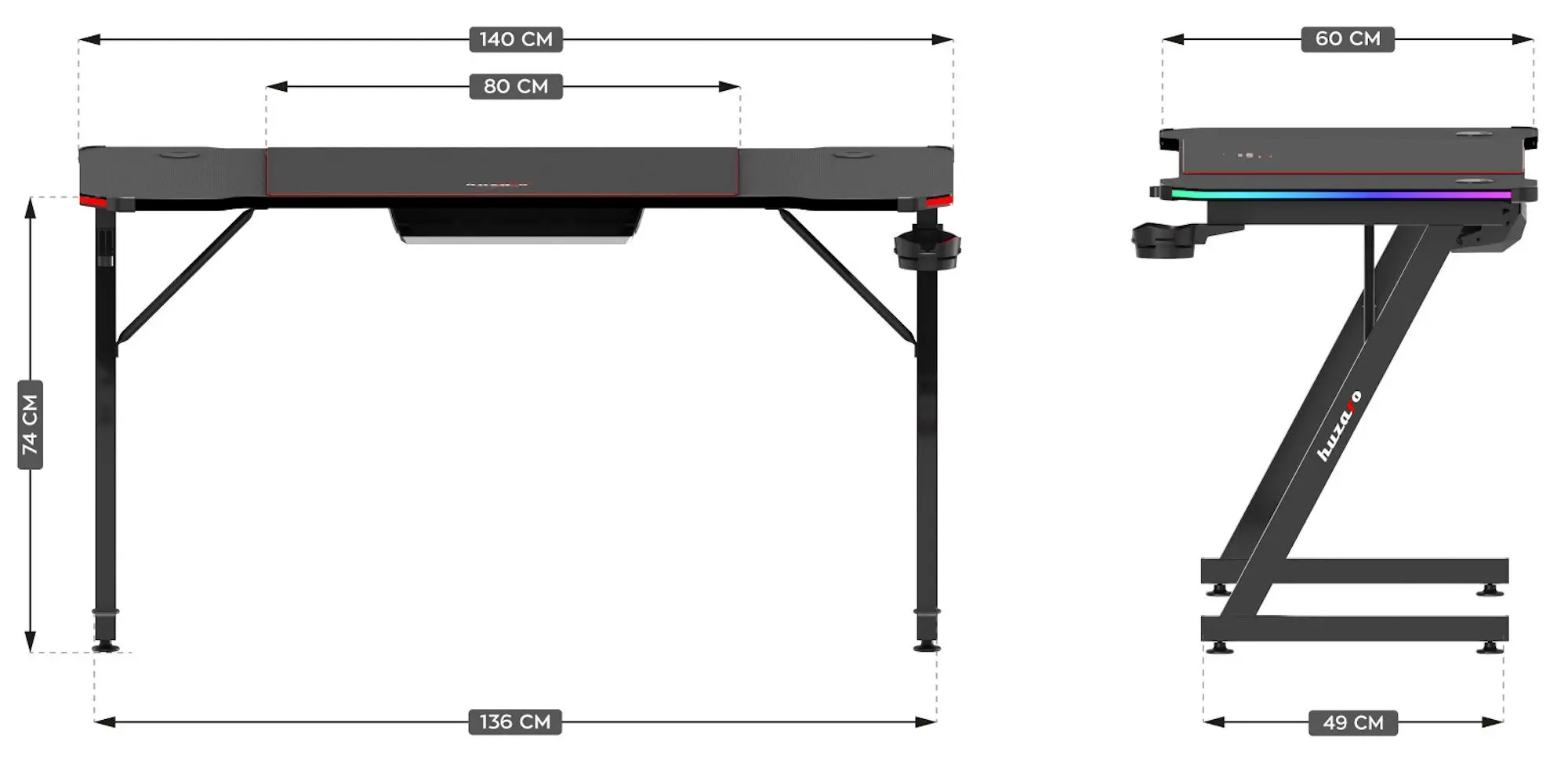 Masa de calculator gaiming Huzaro Hero 3.3 RGB (Black)