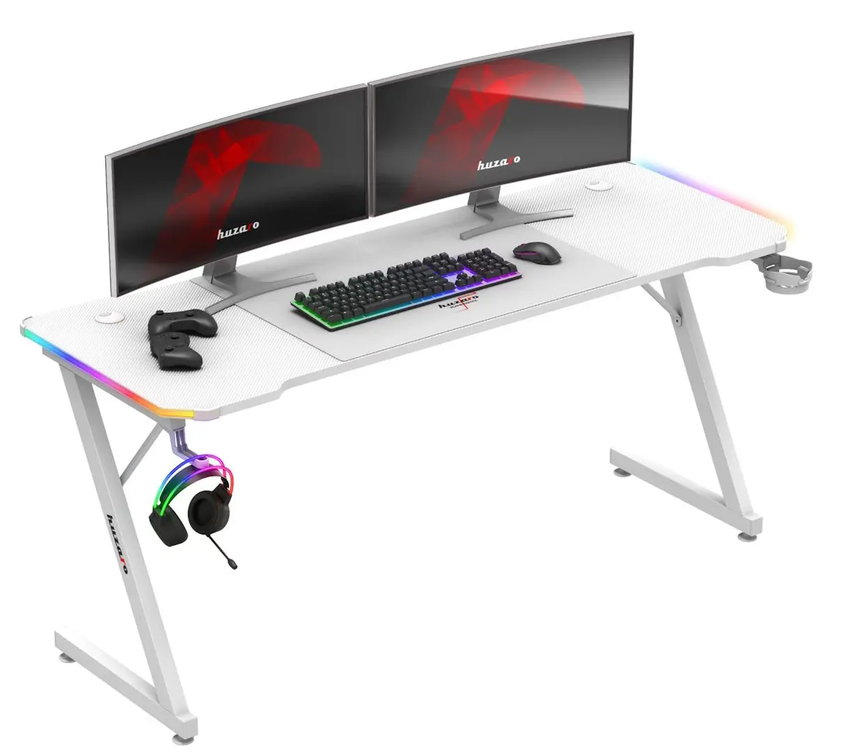 Игровой компьютерный стол Huzaro Hero 4.8 RGB (White)