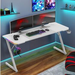 Игровой компьютерный стол Huzaro Hero 4.8 RGB (White) Thumb