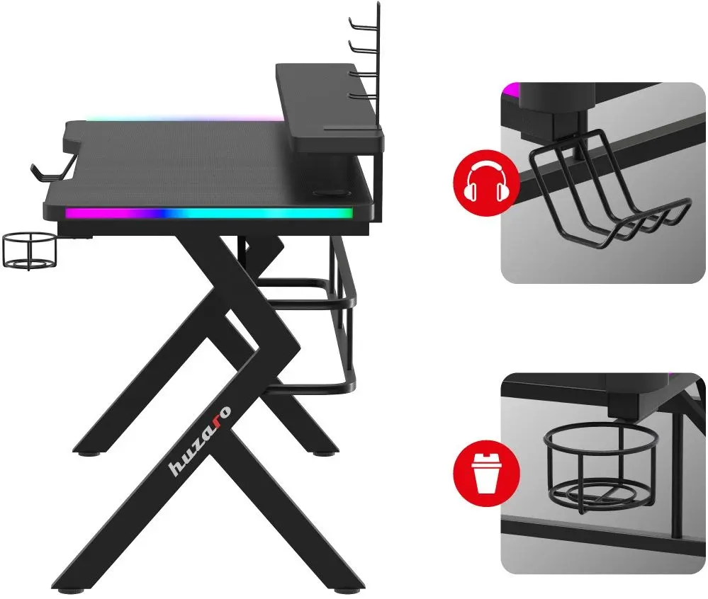 Игровой компьютерный стол Huzaro Hero 5.0 RGB (Black)