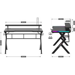 Игровой компьютерный стол Huzaro Hero 5.0 RGB (Black) Thumb