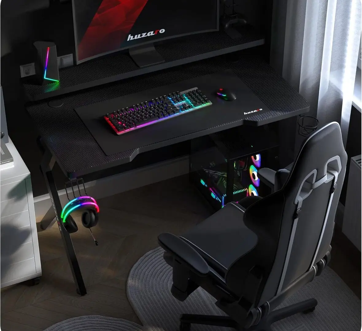 Игровой компьютерный стол Huzaro Hero 5.0 RGB (Black)
