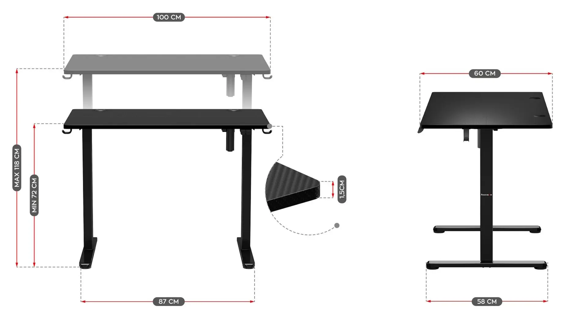 Masa de calculator gaiming Huzaro Hero 7.9 (Black)