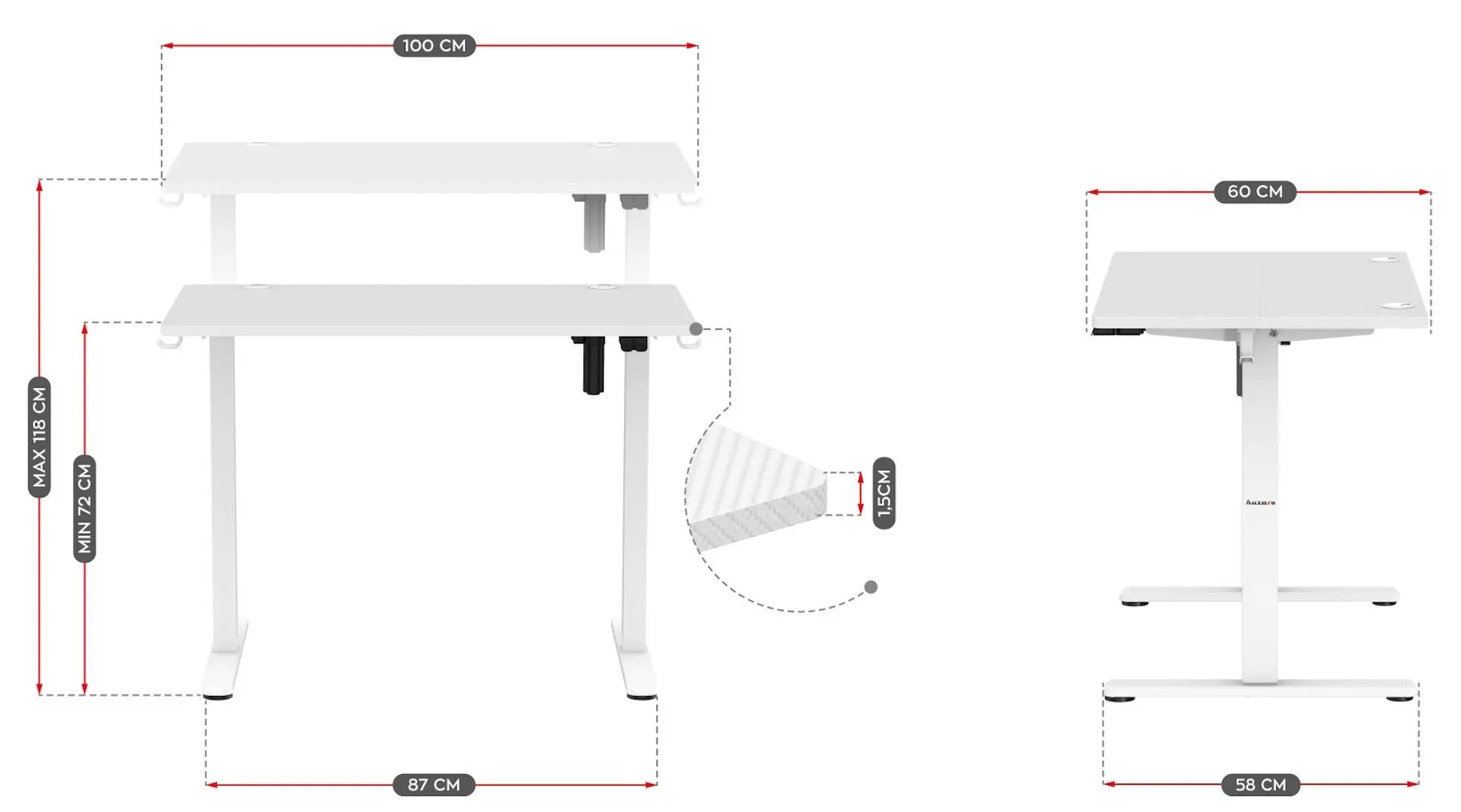 Игровой компьютерный стол Huzaro Hero 7.9 (White)