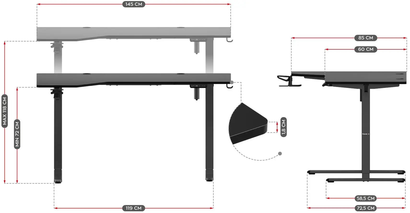 Masa de calculator gaming Huzaro Hero 9.1 (Black)