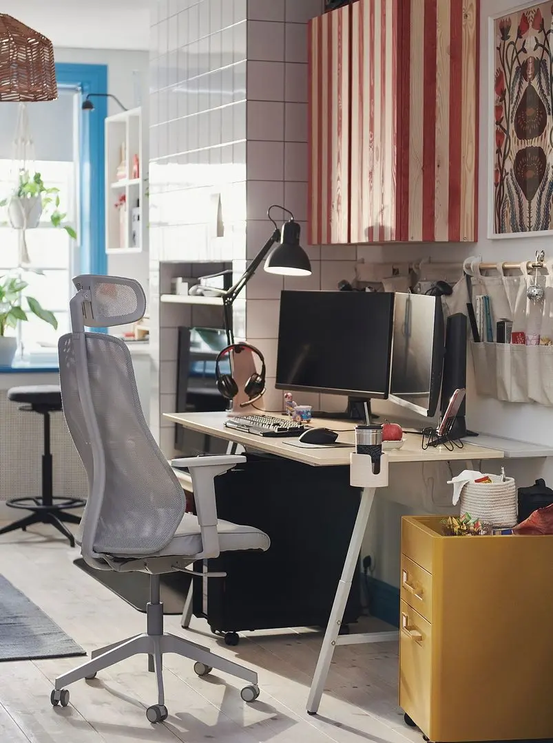 Masa de calculator gaming Ikea Utespelare 160x80 (Aspect Frasin/Gri)