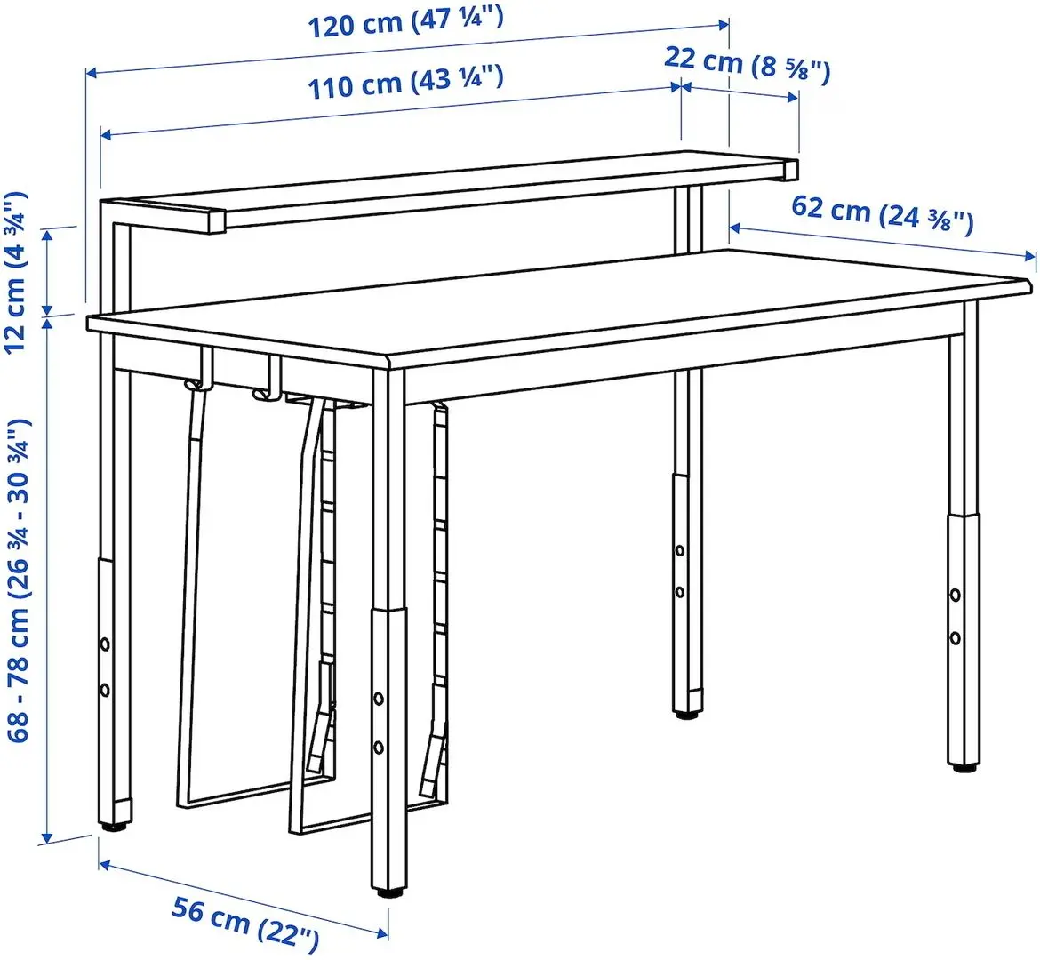 Masa de calculator gaming Ikea Utvisning 120x60 (Aspect Frasin/Alb)