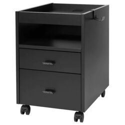 Комплект офисной мебели Ikea Uppspel/Gruppspel с комодом 140x80 (Черный/Серый) Thumb