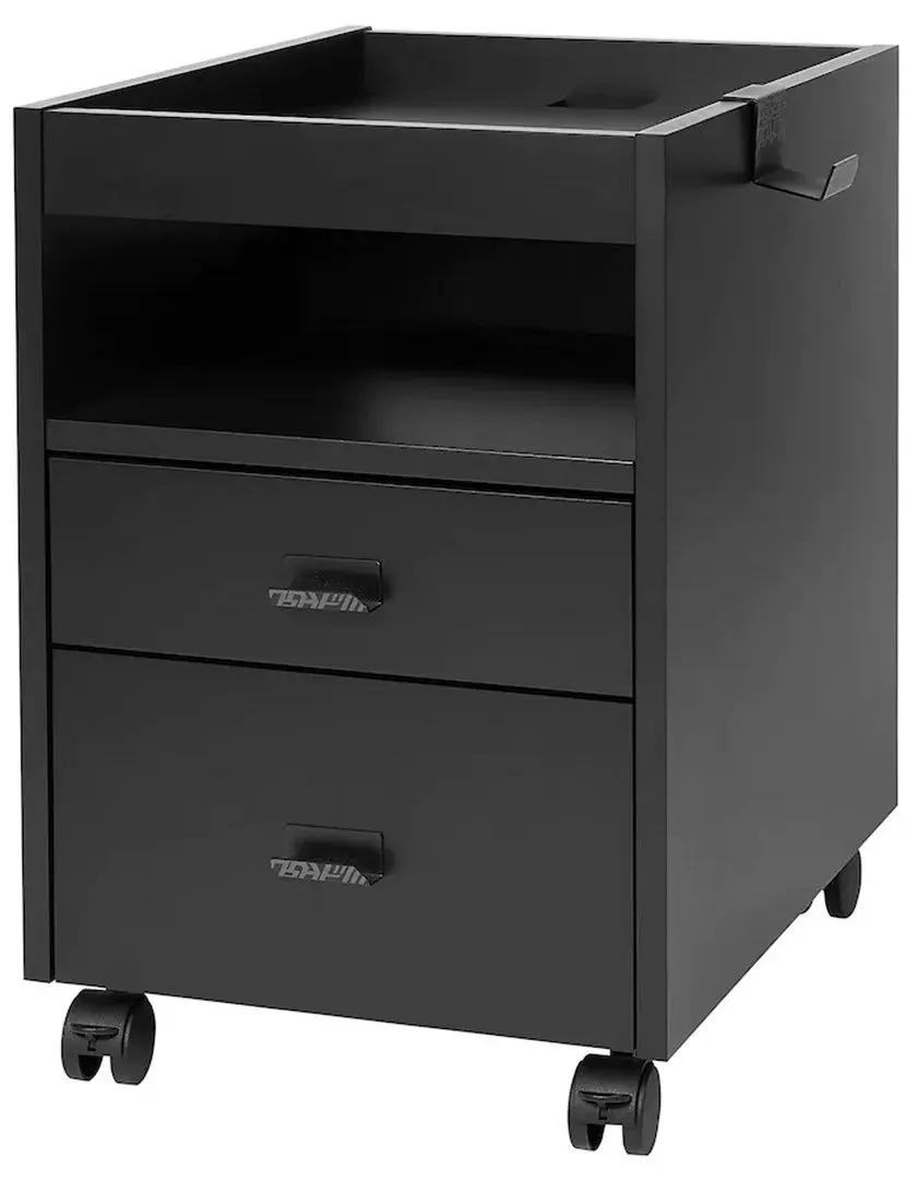 Комплект офисной мебели Ikea Uppspel/Gruppspel с комодом 140x80 (Черный/Серый) - 4