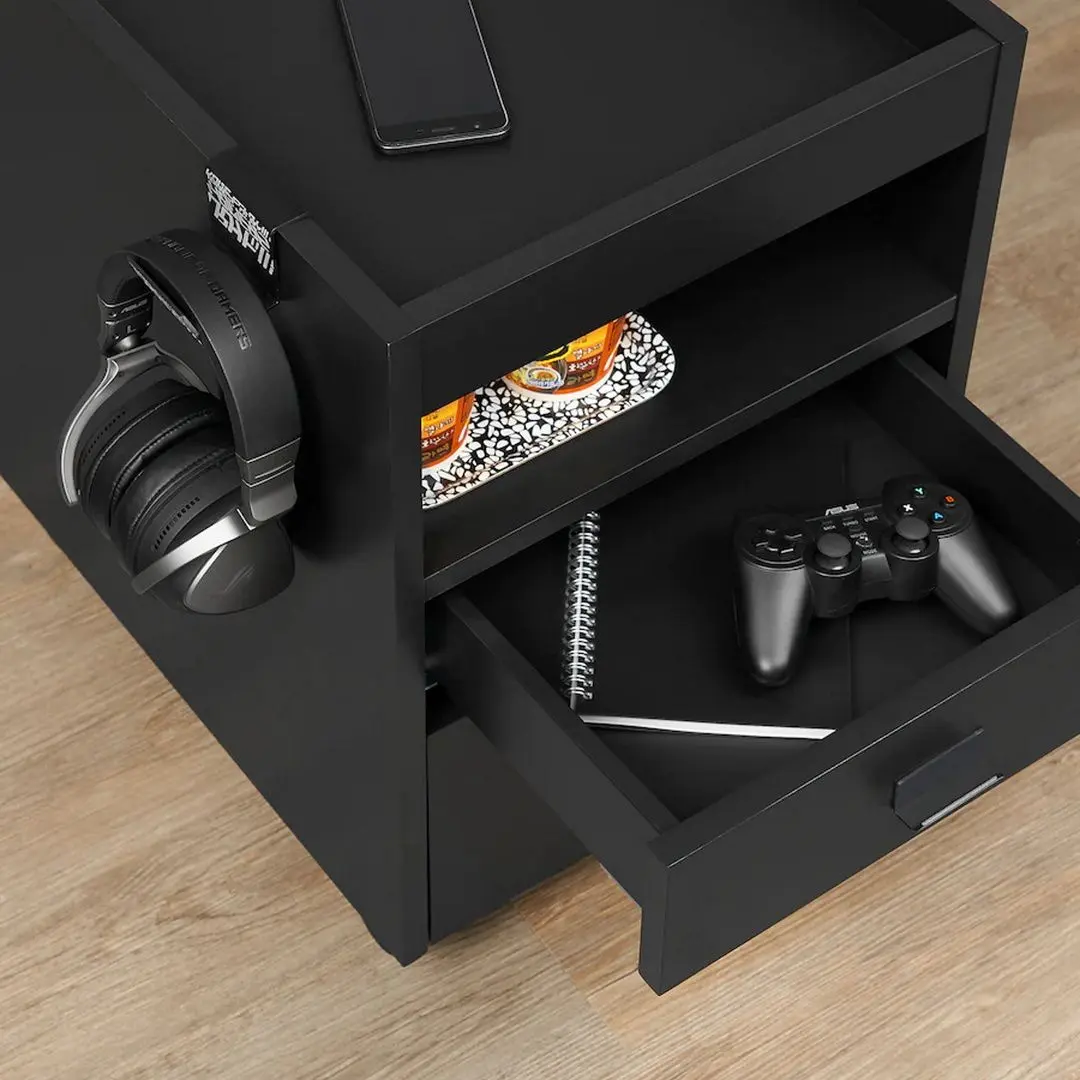 Комплект офисной мебели Ikea Uppspel/Gruppspel с комодом 140x80 (Черный/Серый) - 10