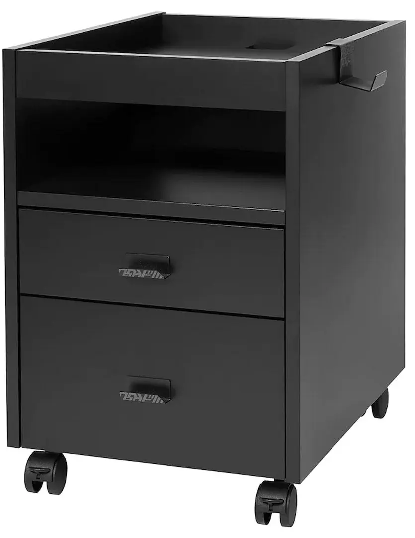 Комплект офисной мебели Ikea Uppspel/Gruppspel с комодом 180x80 (Черный/Серый) - 4