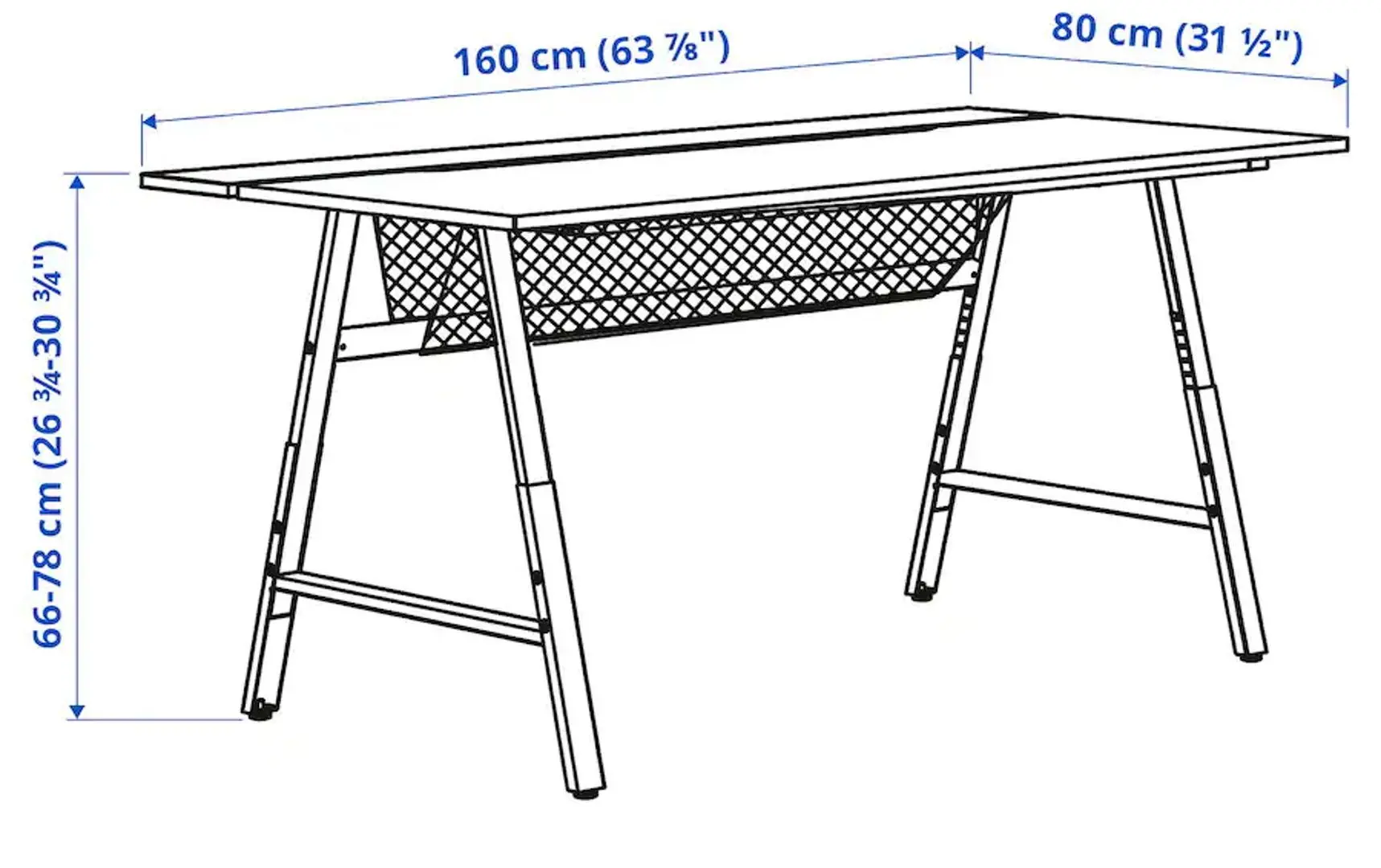 Компьютерный стол Ikea Utespelare 160x80 (Серый) - 2