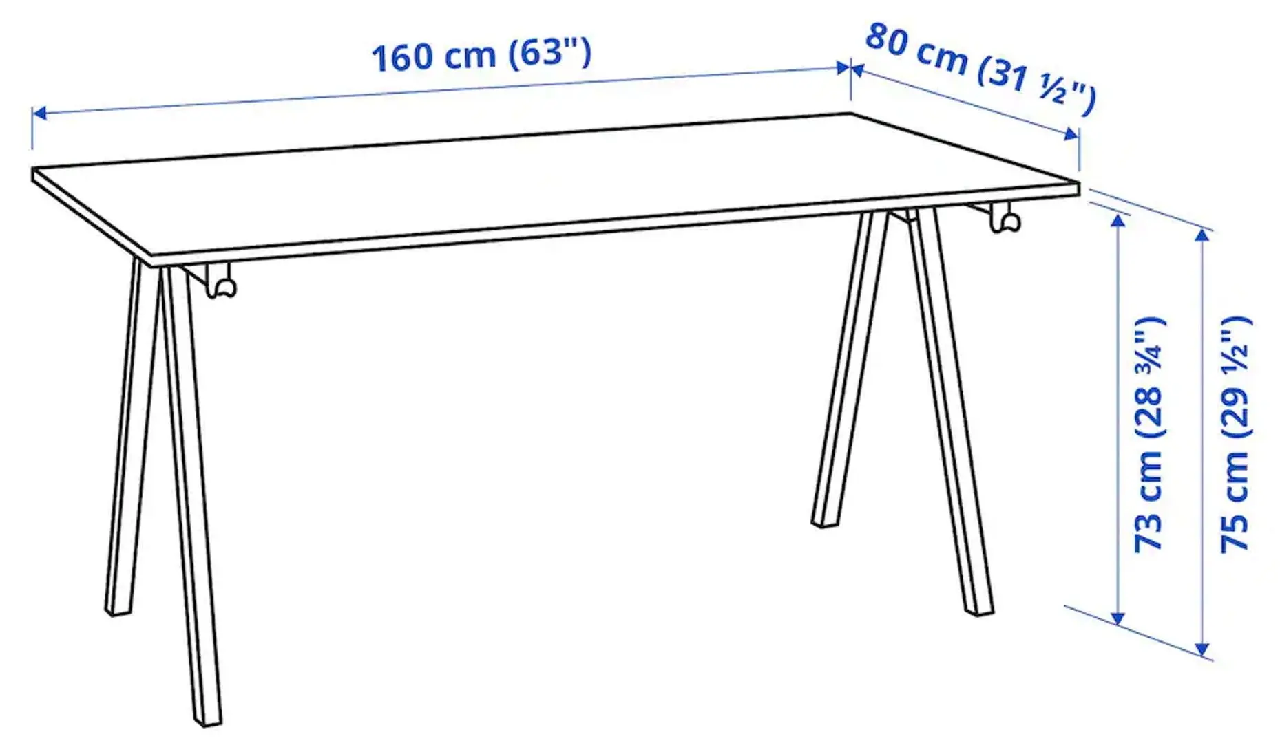 Masa de birou Ikea Trotten 160x80 (Alb/Antracit)