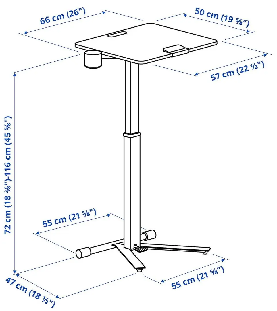 Стол для ноутбука Ikea Mittzon с колесами 66x50 (Белый)