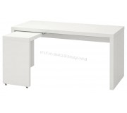 Masa de birou Ikea Malm cu tablie culisanta 151x65 (Alb)