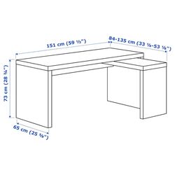 Masa de birou Ikea Malm cu tablie culisanta 151x65 (Alb) Thumb