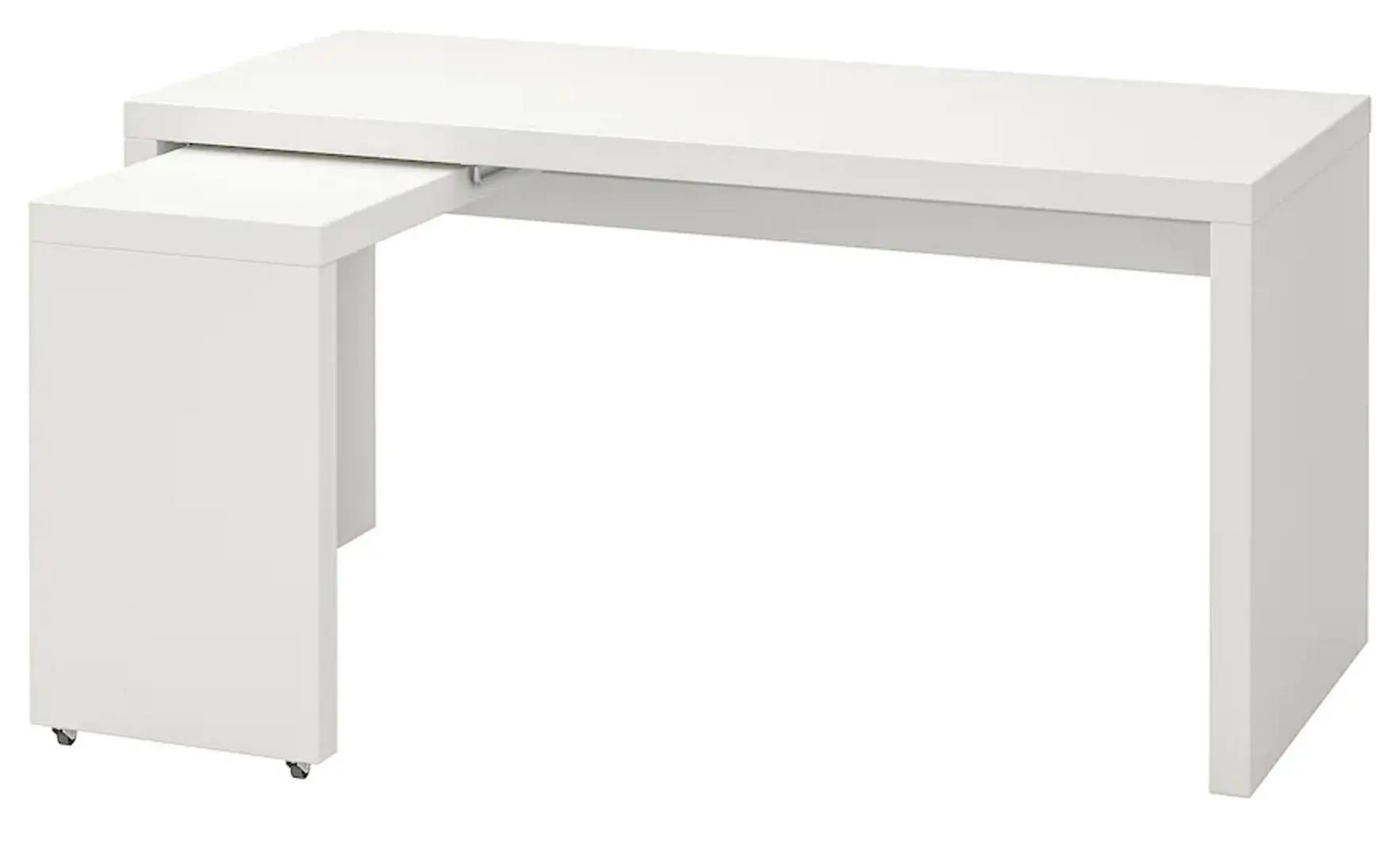 Masa de birou Ikea Malm cu tablie culisanta 151x65 (Alb)