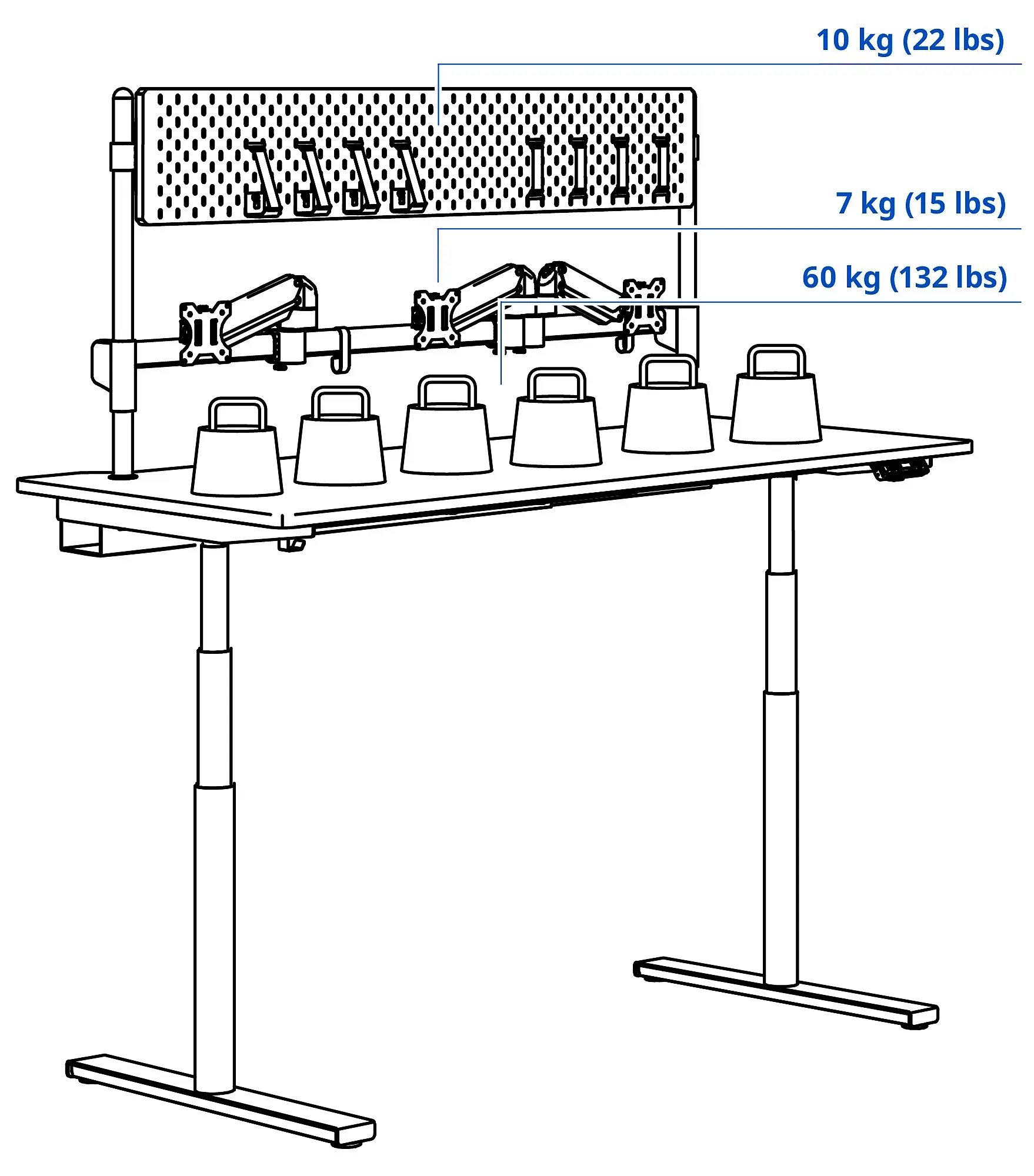 Masa pentru calculator Ikea Malomrade brate monitor/electric 180x80 (Alb)