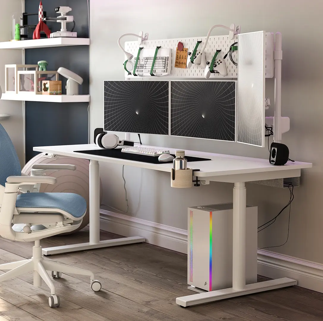 Masa pentru calculator Ikea Malomrade brate monitor/electric 180x80 (Alb)