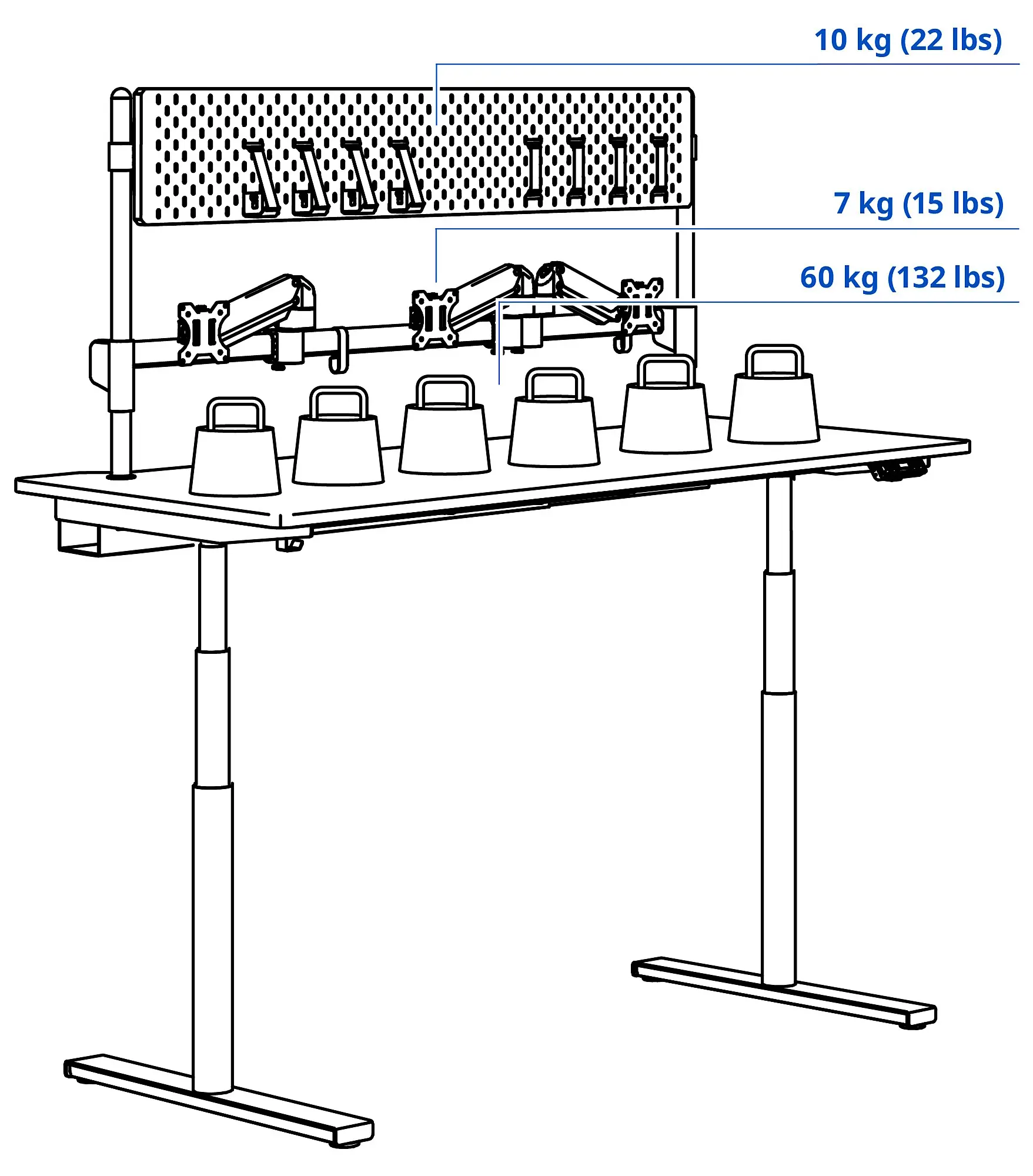 Masa pentru calculator Ikea Malomrade brate monitor/electric 180x80 (Negru)