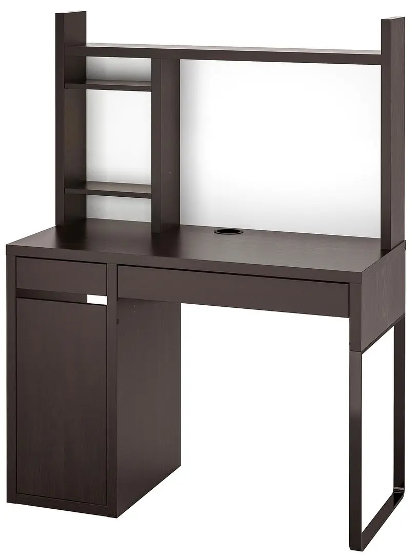Письменный стол Ikea Micke с дополнительным модулем 105x50 (Черно-Коричневый)