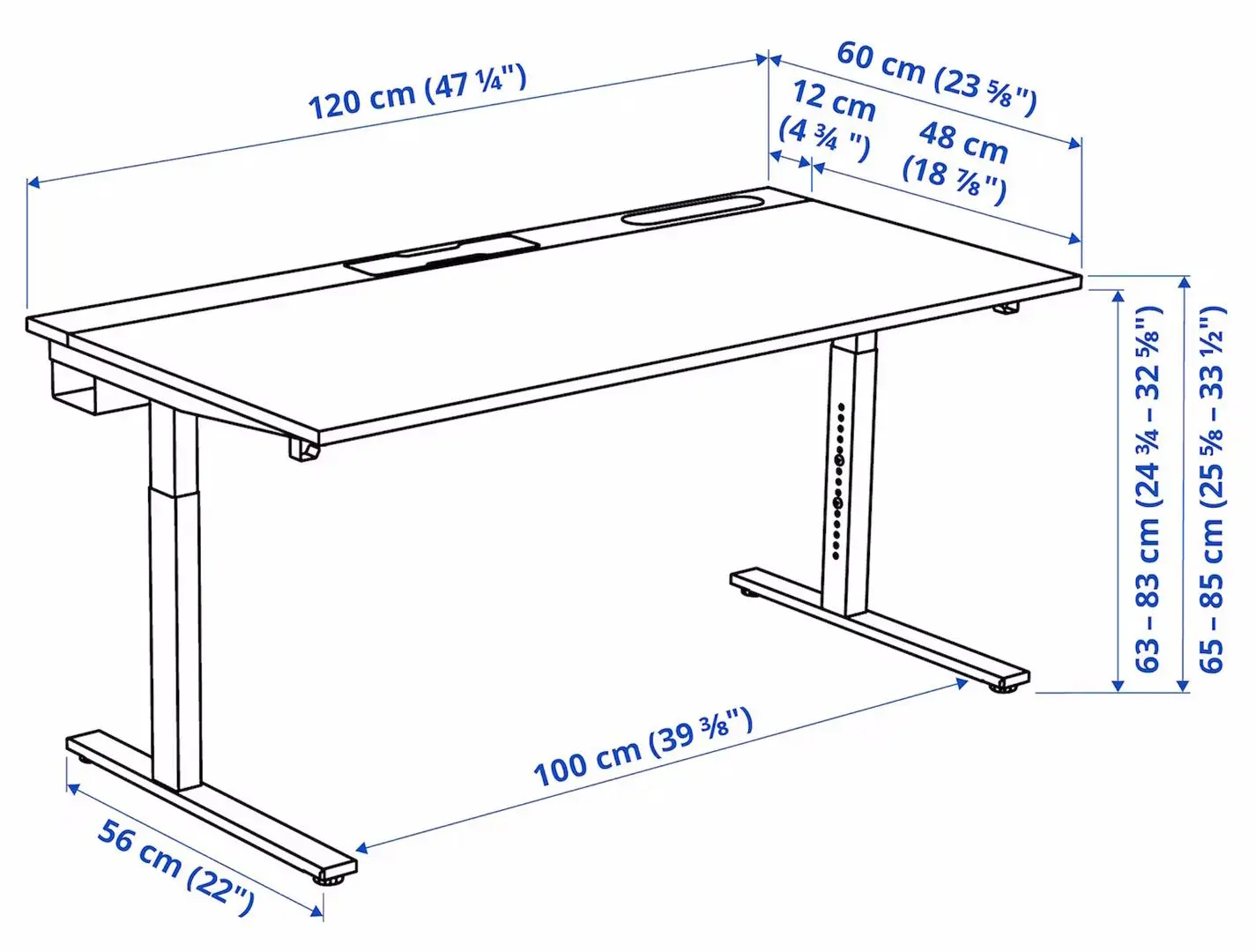 Masa pentru calculator Ikea Mittzon 120x60 (Alb)