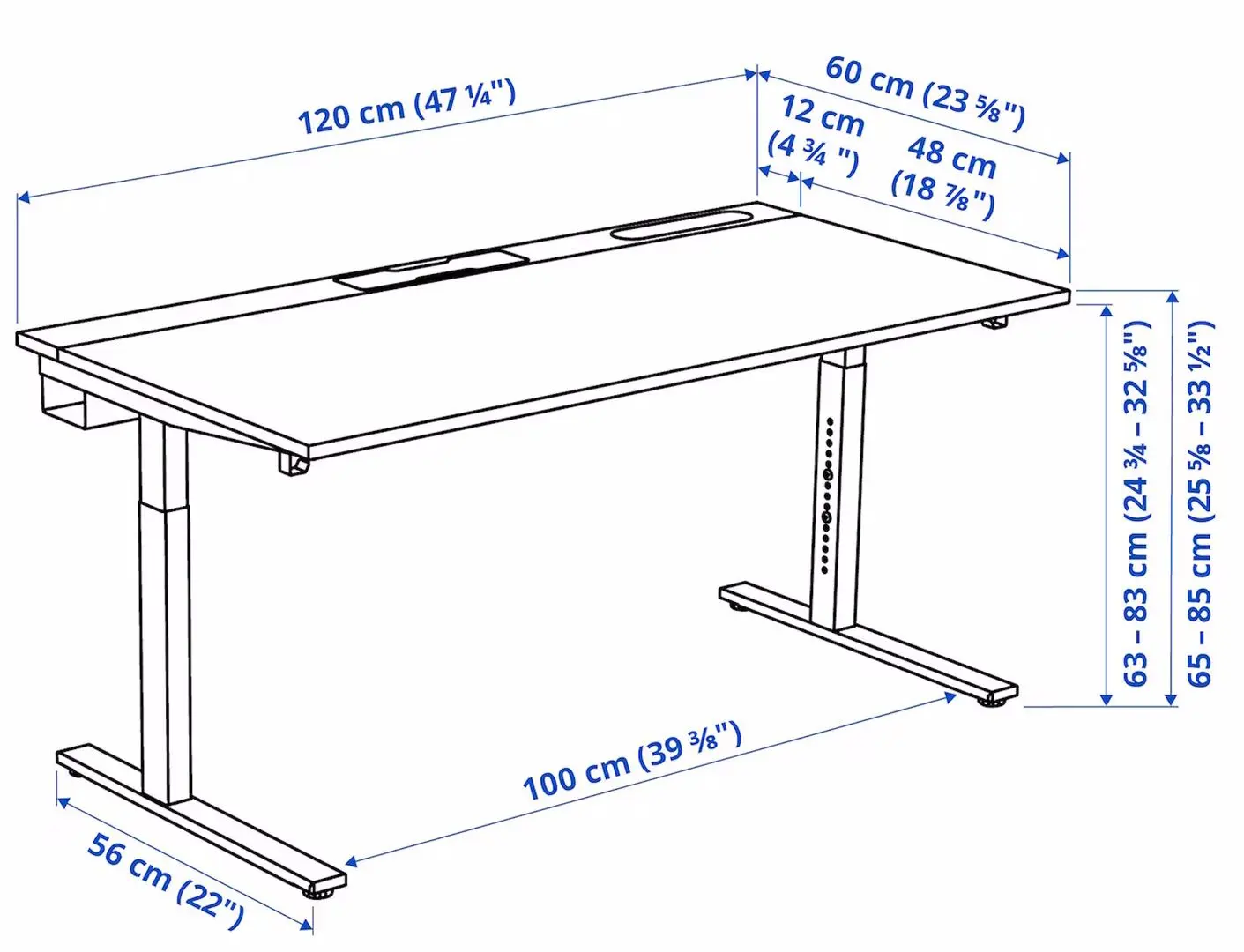 Стол компьютерный Ikea Mittzon 120x60 (Ореховый шпон/Белый) - 8