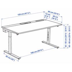 Masa pentru calculator Ikea Mittzon 120x60 (Furnir Frasin/Vopsit Negru/Alb) Thumb