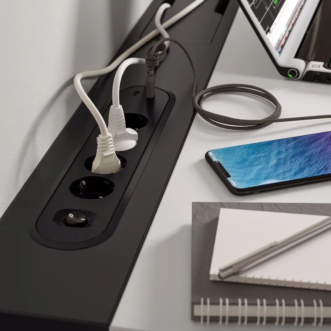 Masa pentru calculator Ikea Mittzon 120x80 (Furnir Alb/Negru)