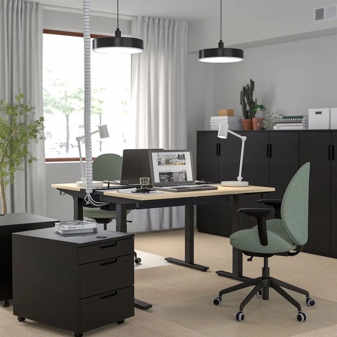 Masa pentru calculator Ikea Mittzon 120x80 (Furnir Mesteacan/Negru) - 9