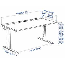 Masa pentru calculator Ikea Mittzon 120x80 (Furnir Nuc/Negru) Thumb