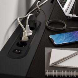 Masa pentru calculator Ikea Mittzon 120x80 (Furnir Frasin/Vopsit Negru/Negru) Thumb