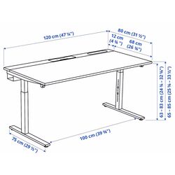 Masa pentru calculator Ikea Mittzon 120x80 (Furnir Frasin/Vopsit Negru/Negru) Thumb