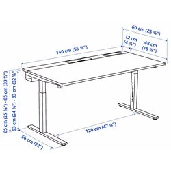 Masa pentru calculator Ikea Mittzon 140x60 (Alb) Thumb