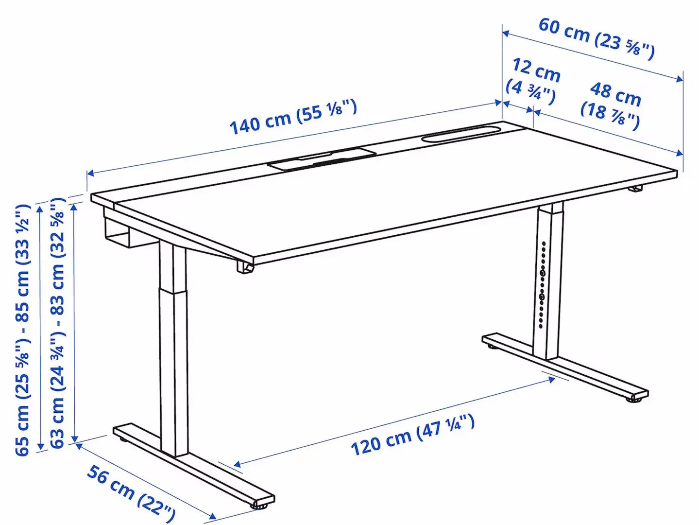 Masa pentru calculator Ikea Mittzon 140x60 (Alb)